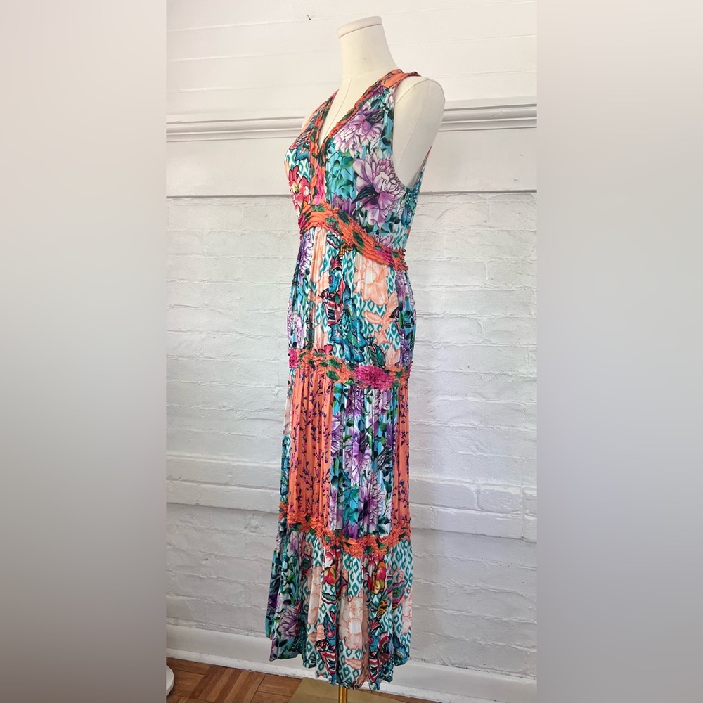 Lula Soul Floral Patchwork Sleeveless Maxi Dress Boho Tiered Sundress - Picture 7 of 15